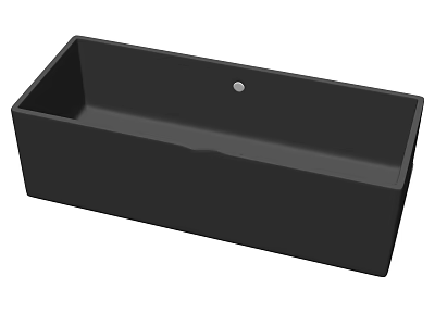 Black Rectangular Freestanding Bathtub With Smooth Surface And Central Drain 3d model