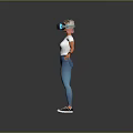 Woman Wearing VR Headset With Brain Graphic T-Shirt In Virtual Reality Experience