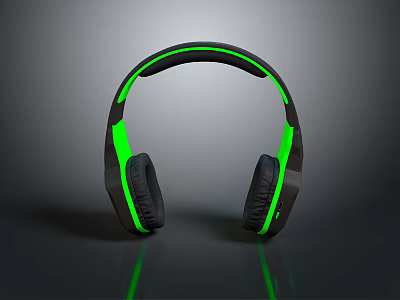 Black and Green Over Ear Headphones with LED Lights Ergonomic Fit and Comfortable Ear Cushions 3d model