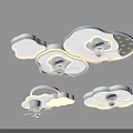 Cloud Shaped Ceiling Lights For Children's Room With Star Design And Soft Glow 3d model