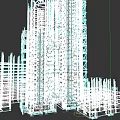 High Rise Office Building Under Construction With Scaffolding And Structural Frames 3d model