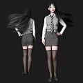 modern woman beauty figure jk school uniform girl miniskirt figure silk stockings figure long hair beauty jk beauty uniform campus goddess 3d model