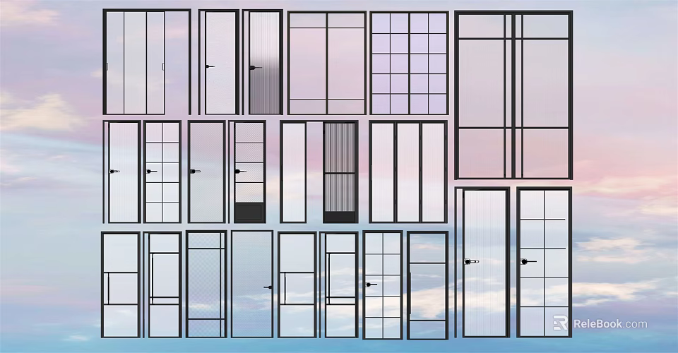 Various Stylish Swing Doors With Glass Panels And Modern Designs 3d model 