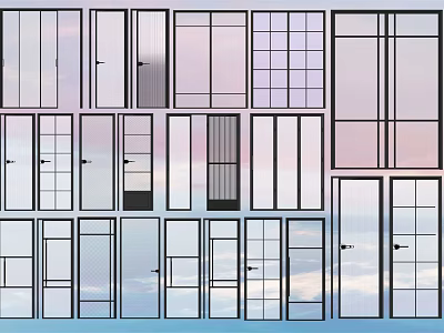 Various Stylish Swing Doors With Glass Panels And Modern Designs 3d model