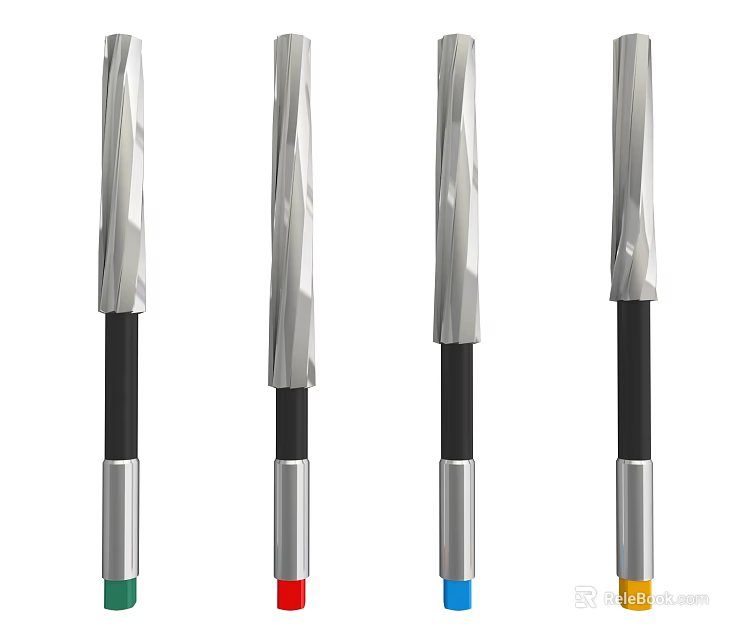 Set of Four Hardware Drill Bits With Metal Shanks And Colored Handles 3d model 