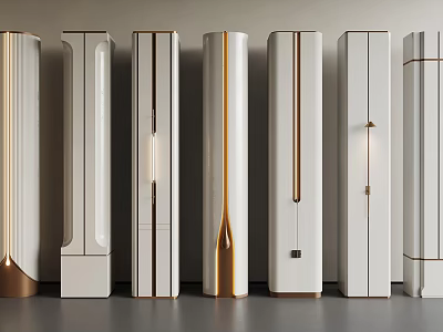 Modern White Decorative Columns Featuring Gold Accents In Elegant Design 3d model