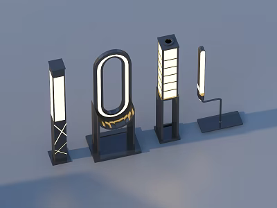 Modern Outdoor Lights With Various Designs And Black Base For Garden Patio Use 3d model