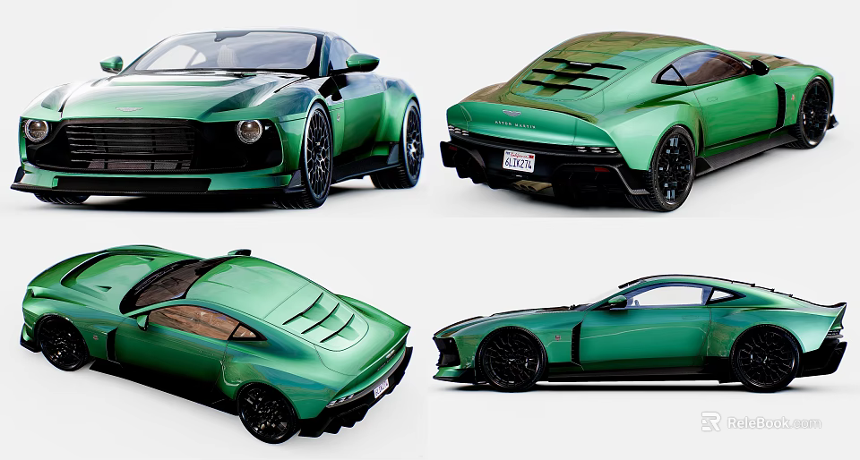 Green Sports Car With Modern Design Shown From Multiple Angles 3d model 