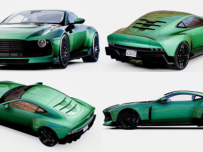 Green Sports Car With Modern Design Shown From Multiple Angles 3d model