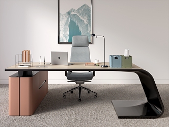 Office desk and chair combination 3d model