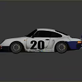 Classic White Racing Car With Martini Logo Number 20 And Rear Spoiler