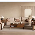 Quiet New Chinese Sofa Tea Table 3d model
