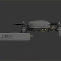 Black Drone With Four Propellers Detachable Battery And Red Power Cables