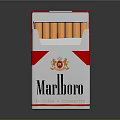 Open Marlboro Cigarette Pack With Red And White Design And Cigarettes Inside