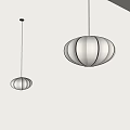 Two Modern Beige Pendant Lights With Black Lines And Round Design 3d model