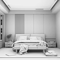Modern Bedroom Interior Design With Wooden Paneled Wall Upholstered Bedhead Decorative Pillows And Area Rug