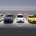Various Cars in Different Colors and Styles Neatly Arranged in Modern Showroom With Lighting Effects