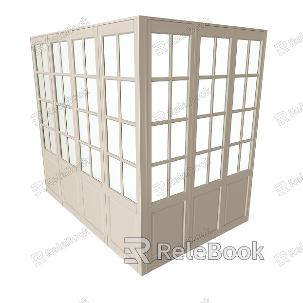 European L-shaped glass partition door solid wood glass door model