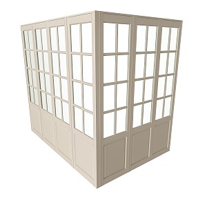 European L-shaped glass partition door solid wood glass door 3d model