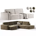 Modern Sectional Sofa with Accent Pillows and Cozy Throw Blanket in Neutral Tones