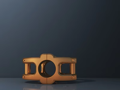 Shiny Golden Metal Component for Commercial Equipment Featuring Circular Holes and Symmetrical Design 3d model
