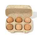 Chicken Eggs In Open Paper Carton Showing Six Brown Fresh Eggs