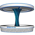 Futuristic Illuminated Column Featuring Spiral Design Blue Light And Modern Base