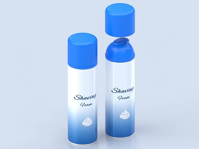 Two Shenril Cream Bottles with Blue Lids and White Cream Design on Light Blue Background 3d model