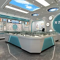Modern Bright Optical Store Interior Design With Glass Counter Display Shelves And Spectacles