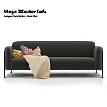 Dark Green Sofa With Colorful Cushions And Beige Blanket In Modern Interior