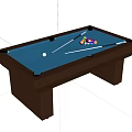 Indoor Amusement Equipment Billiard Table with Blue Tabletop and Wooden Frame Including Cue Sticks