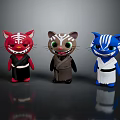 Cute Cat Dolls With Red Brown Blue Traditional Costumes And Stylish Designs