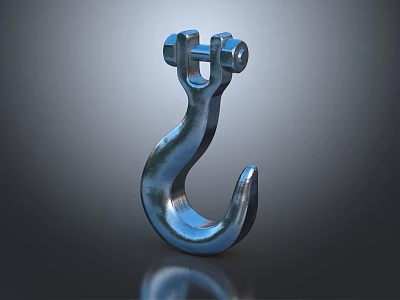 Sturdy Industrial Metal Hook With Shiny Surface Bolted Structure And Clear Reflection 3d model