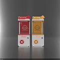 MechWarrior Themed Amusement Equipment Claw Machines with Red Yellow Transparent Windows Top Logos and Wheels