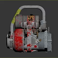 GRIZZLY Chainsaw With Red Body And Silver Components Including Chain And Engine