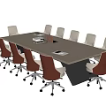 Modern Office Conference Table with Rectangular Design and Wheeled Chairs for Meeting Room