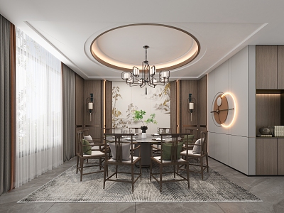 New Chinese-style private dining room 3d model