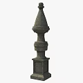Gray Stone Pillar With Layered Structure Conical Top And Textured Base 3d model
