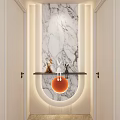 Cream Simple Style Scarpa Stacked Curved Shape Hermes Orange Corridor End View Entrance 3d model