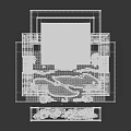 Ancient Architecture Traditional Courtyard Design With Black Tiled Roof Pond Stones And Red Tree