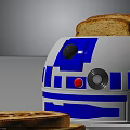 Star Wars R2-D2 Themed Toaster Toasting Bread With Coffee Cup And Toast Slices