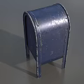 Public Facility Blue Metal Mailbox with Curved Top and Legs Design