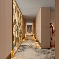 Hotel Away Corridor Carpet Modern Minimalist Japanese Style Elevator Modern Light Luxury Wood Finish Light Box Theme Hotel Elevator Corridor 3d model