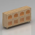 Modern Wooden Sideboard With Multiple Arched Glass Doors And Slim Tapered Legs