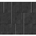 Modern Sofa Background Wall With Dark Textured Tiles And Golden Vertical Accents