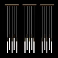 Modern Minimalist Chandeliers Long White Cylindrical With Golden Top Arranged In Rows On Black Background