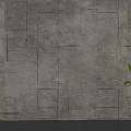 Stone Background Wall With Irregular Square Panels Orange LED Strip Lights And Large Green Plant