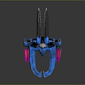 Futuristic Blue Mechanical Robot With Pink Accents And Sharp Bladed Appendages