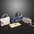 Stylish Assorted Handbags Clutch Crossbody Bags In Pink Blue Gold Gray And Plaid Design 3d model
