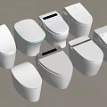 Multiple White Smart Toilets With Different Designs And Modern Digital Features 3d model